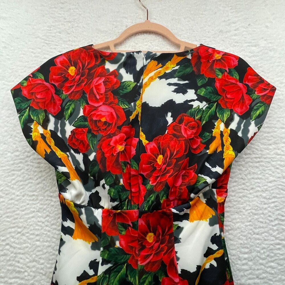 Alexia Admor Womens Dress 2 Red Green Floral V Neck Sheath Sleeveless Lined New - Picture 5 of 14